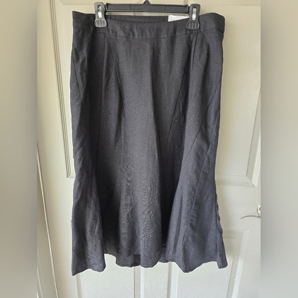 Catherines Skirt Womens 0X Black Linen Blend A- line Flare New - Picture 4 of 11